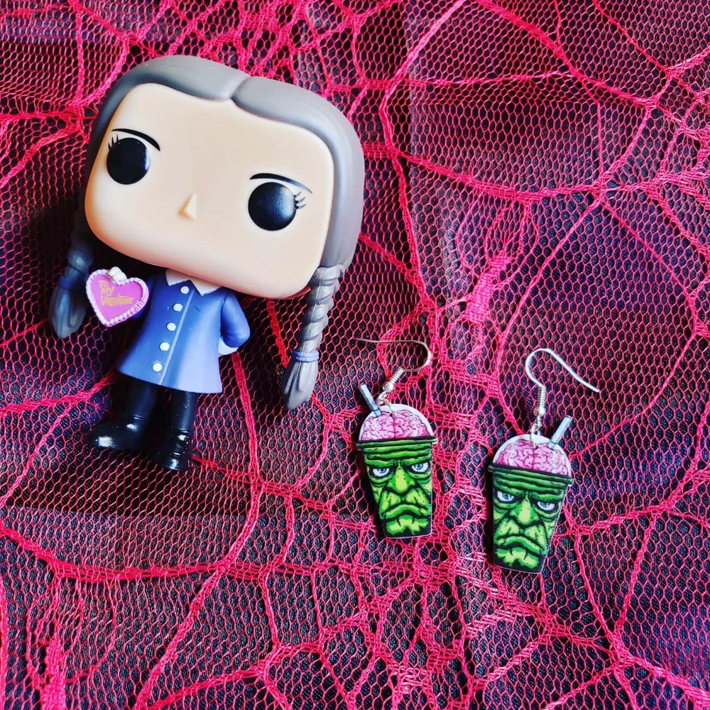 Zombie Brains Slushie Acrylic Earrings - Picture 1 of 4